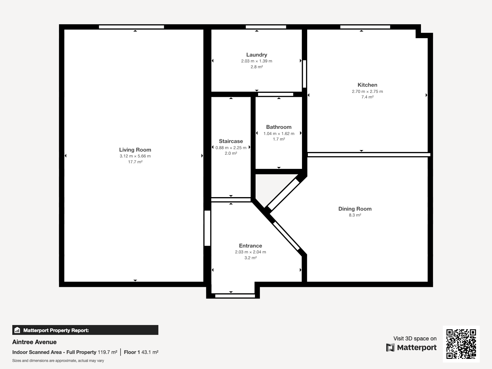 Matterport 3D virtual tour black and white schematic floorplans
