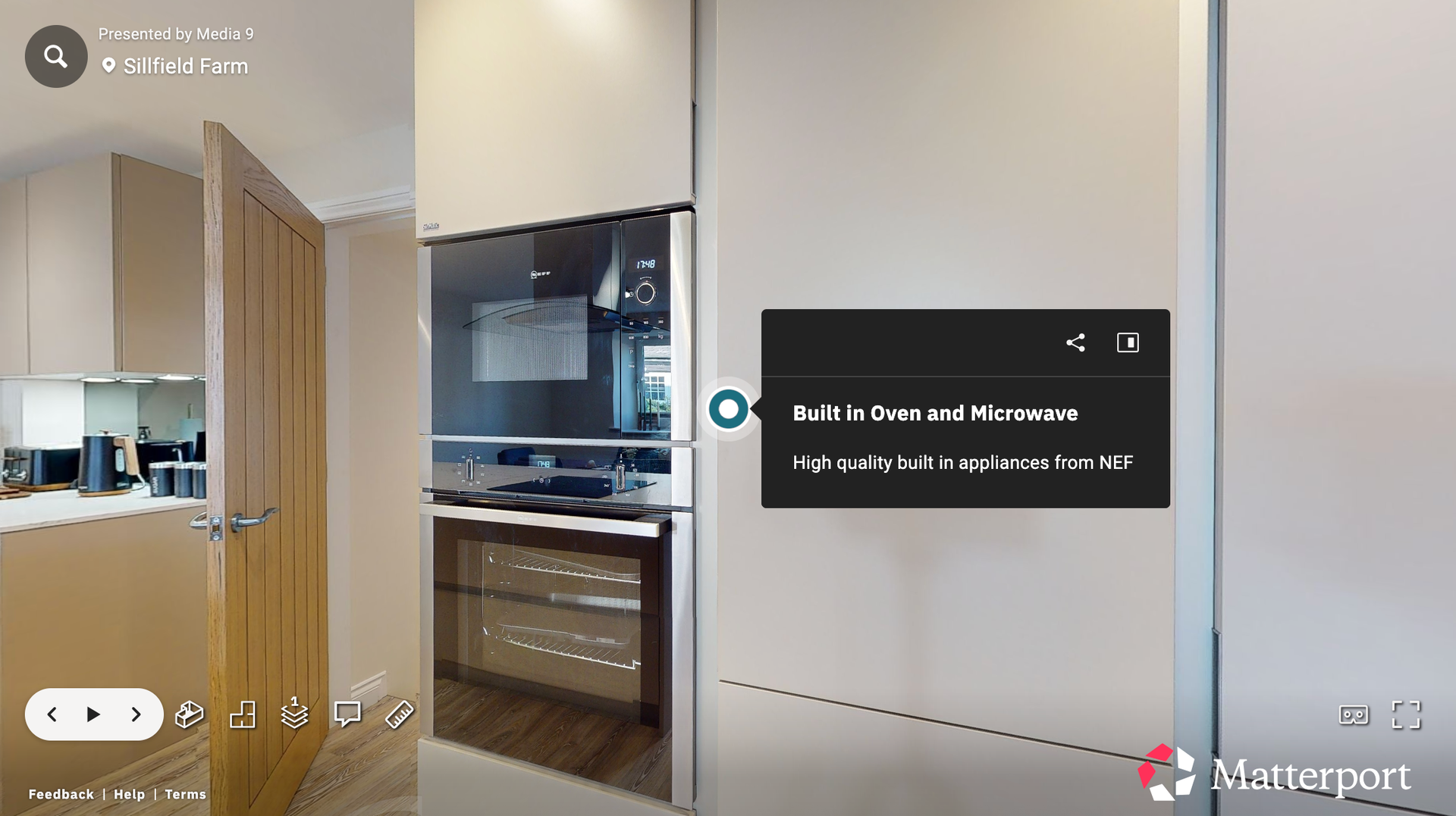 Example image of virtual tour showing info tags